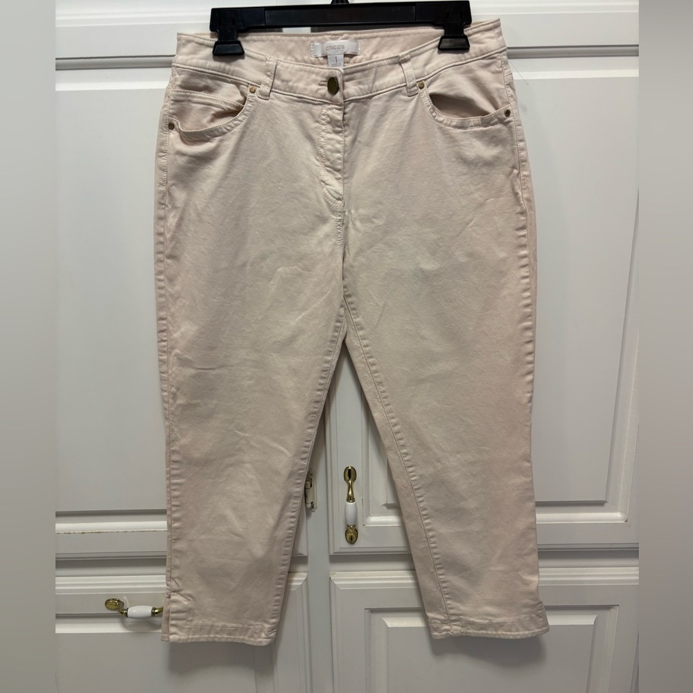 Chico’s Blush Pink Color Cropped Denim Pants Women’s Size 8 Chico’s 1